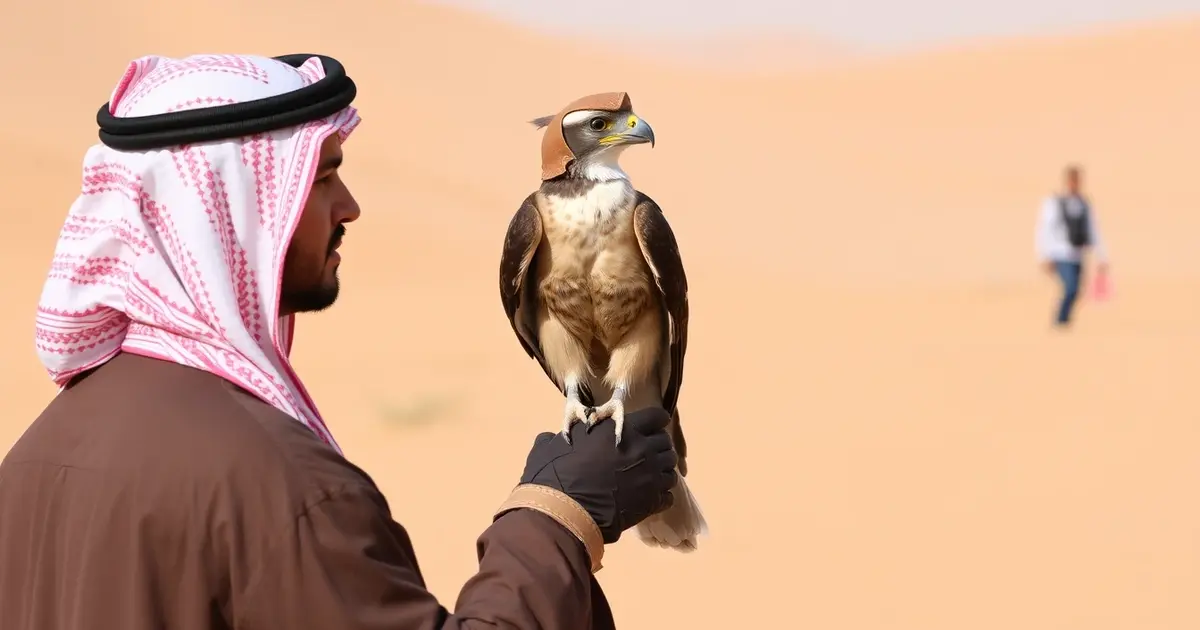 Traditional Arabian falconry Dubai Desert Conservation Reserve cultural heritage falcon UNESCO preservation Emirati tradition