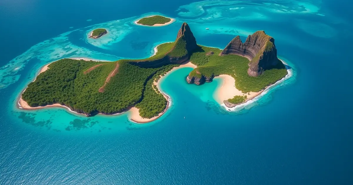 Fernando de Noronha Brazil aerial view pristine archipelago turquoise waters volcanic islands marine sanctuary UNESCO protected paradise