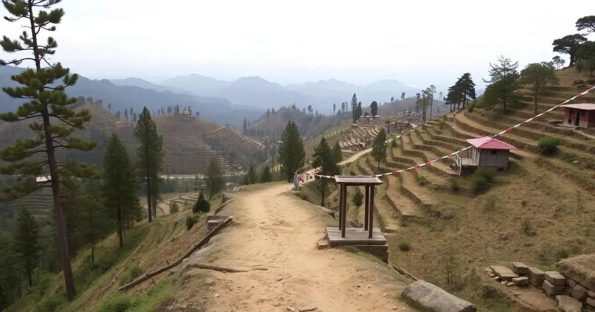 Panauti Nepal hiking trail Namo Buddha terraced fields traditional villages pine forest Himalayan views rural landscape
