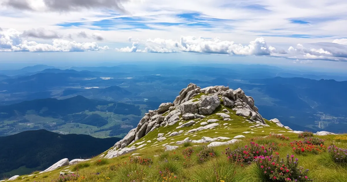 Mont Lozère summit Signal de Finiels Cévennes France panoramic view granite plateau alpine meadows wilderness mountains