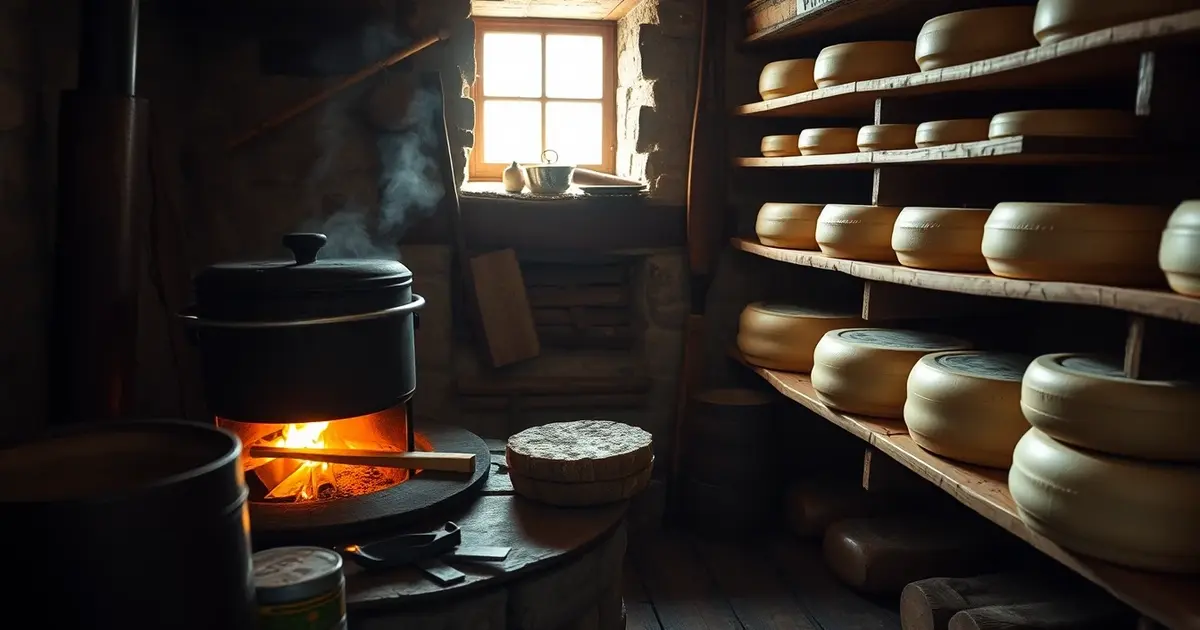 Val Müstair Switzerland traditional alpine cheese making copper cauldron wooden shelves artisanal production sustainable heritage