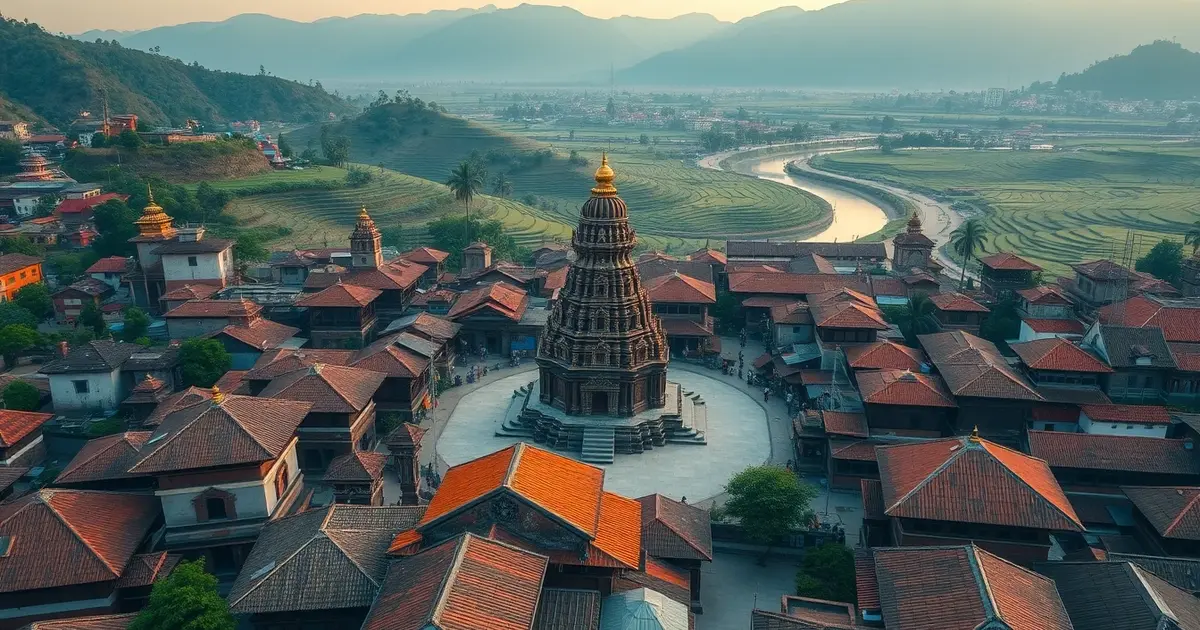 Panauti Nepal aerial view ancient Newari town traditional architecture Indreshwar Mahadev Temple rivers confluence cultural heritage